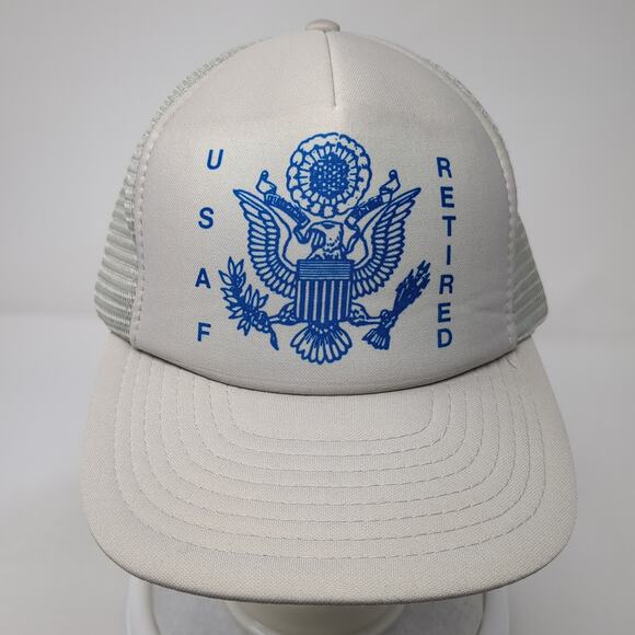 USAF Retired Snapback Mesh Back Trucker Hat Gray One Size Speedway - Picture 2 of 10